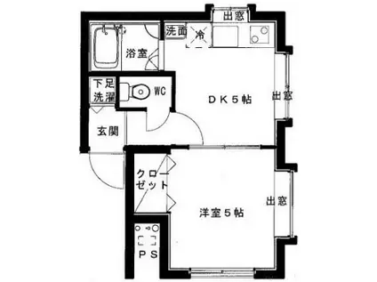 パレ山王(1DK/2階)の間取り写真