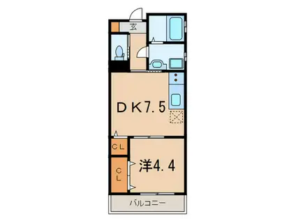 ASOSION(1DK/2階)の間取り写真