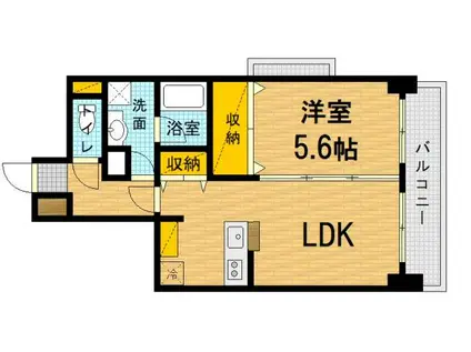 ロータス二葉の里(1LDK/2階)の間取り写真