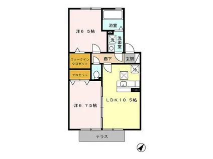 1STプレジオ(2LDK/1階)の間取り写真