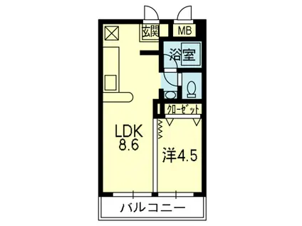 ライズ上通(1LDK/2階)の間取り写真