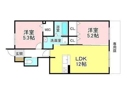 ブルームコート(2LDK/1階)の間取り写真