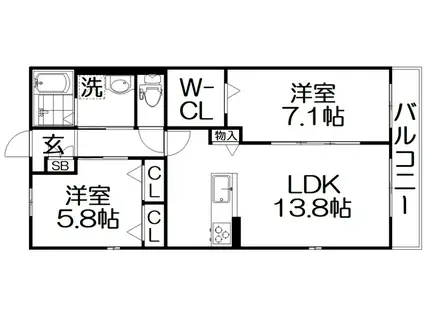 SCHWARZ SCHLOSS(2LDK/3階)の間取り写真