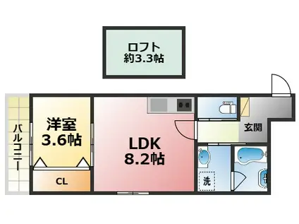 獅子ケ口町PJ(1LDK/3階)の間取り写真