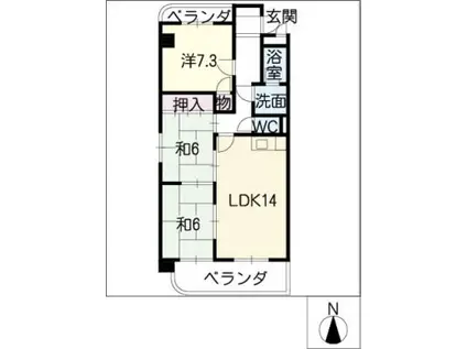 半田第3ロイヤルマンション(3LDK/5階)の間取り写真