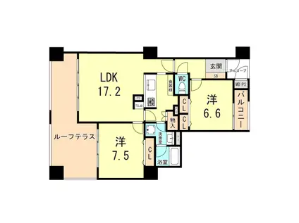 ブルックス神戸(2LDK/1階)の間取り写真