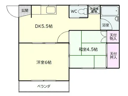 ハイツクローバーI(2DK/1階)の間取り写真