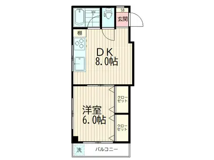 ブラウンハイツ(1DK/2階)の間取り写真