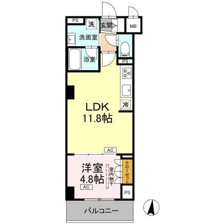 ロイジェント潮見(1LDK/6階)の間取り写真
