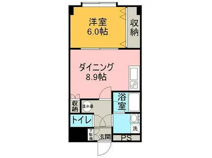 グリーンリバーIII(1DK/3階)の間取り写真