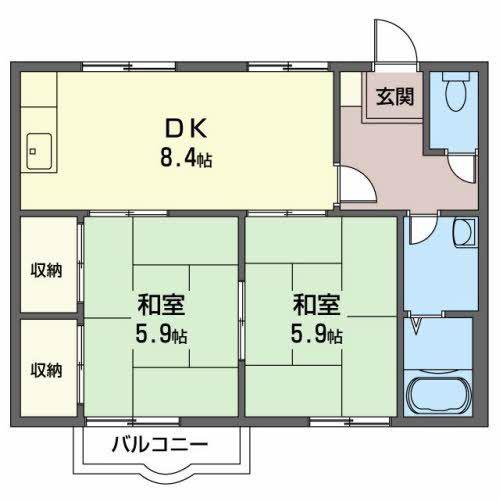 コートヴィレッジII(2DK/2階)の間取り写真