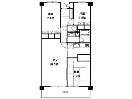 アーバンディラわらび(3LDK/1階)の間取り写真