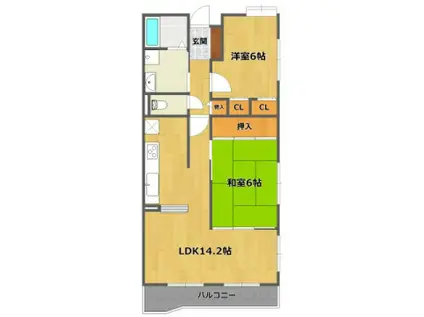 エントピアⅦ(2LDK/1階)の間取り写真