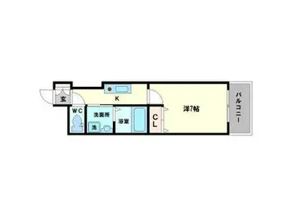 イーズコート桃山台(1K/4階)の間取り写真