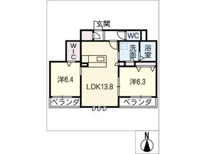 カスティージョ フェリス(2LDK/2階)の間取り写真