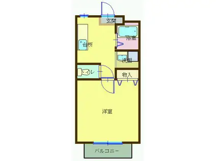 サンハイムA(1K/2階)の間取り写真
