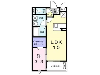 カルム大住(1LDK/1階)の間取り写真