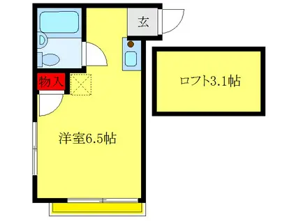 ピア仲町(1K/2階)の間取り写真