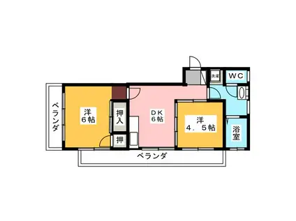 ハイツ神田(2DK/4階)の間取り写真