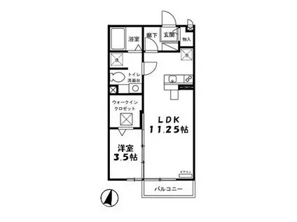 モナリエ春日I・II(1LDK/2階)の間取り写真