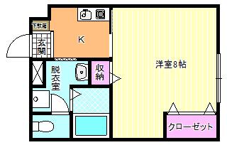 ハイツタキモト(1K/2階)の間取り写真