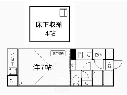 キャンベルリバーII番館(1K/1階)の間取り写真