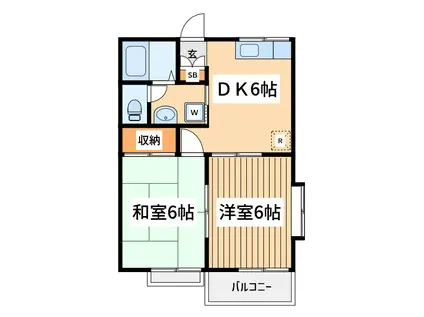 メゾンドール(2DK/2階)の間取り写真
