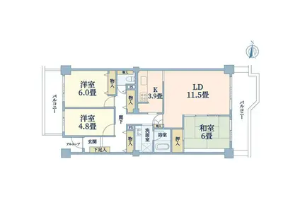 パークシティ溝の口D棟(3LDK/7階)の間取り写真