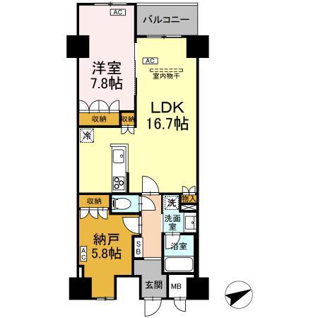 サンジョイアゼロ(1SLDK/6階)の間取り写真