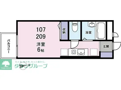 ドルフ武蔵新田(1K/1階)の間取り写真