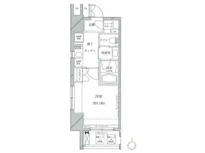 クレイシア亀戸(1K/4階)の間取り写真