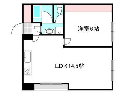 ライオンズマンション国泰寺(1LDK/9階)の間取り写真