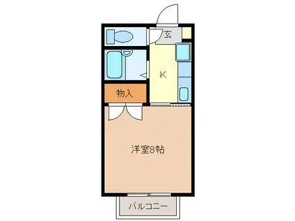 グランデカペロ(1K/2階)の間取り写真