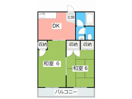 安城第24東海ビル(2DK/2階)の間取り写真