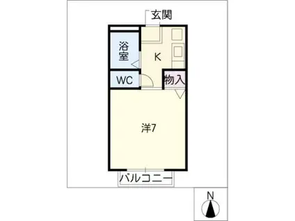 ウィルつるまい(1K/1階)の間取り写真
