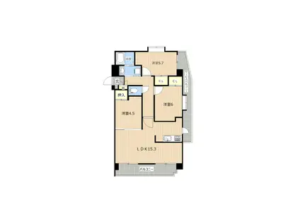 プラウド神園(3LDK/5階)の間取り写真