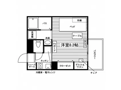 モン・ヴィラージュ久留米大学前(1K/3階)の間取り写真