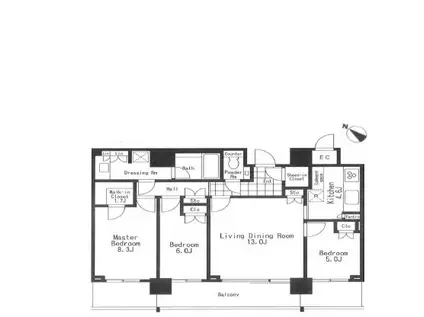 THE ROPPONGI TOKYO CLUB RESIDENCE(3LDK/27階)の間取り写真