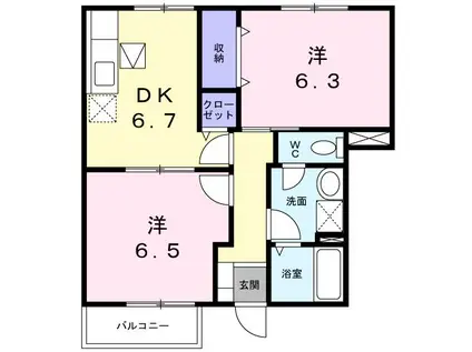 カーサエステ-ラ(2DK/1階)の間取り写真