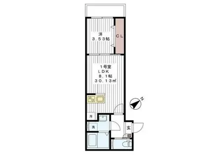 ＪＲ常磐線 柏駅 徒歩11分 3階建 築8年(1LDK/1階)の間取り写真
