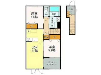 LA PLATA(2LDK/2階)の間取り写真