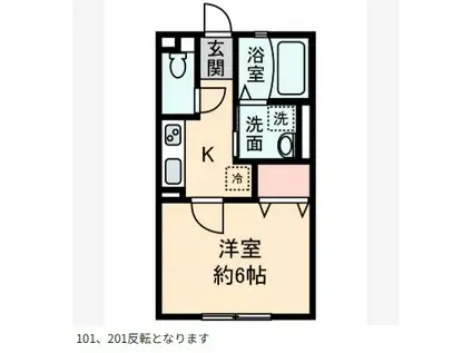 パークスクエア(1K/1階)の間取り写真