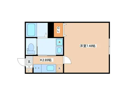 メゾン・ド・ラヴィエンヌ(1K/1階)の間取り写真