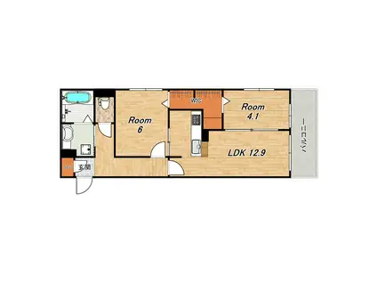 ラ・ヴィラ・パール・デュー(2LDK/3階)の間取り写真