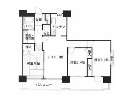 アーバンスクエア郡山(3LDK/7階)の間取り写真
