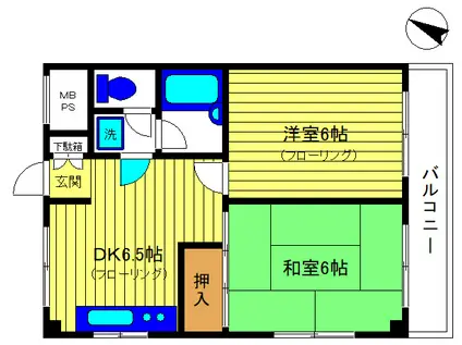 A-2293(2DK/3階)の間取り写真