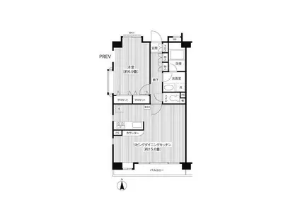 ヒルズ洗足池公園(1LDK/2階)の間取り写真