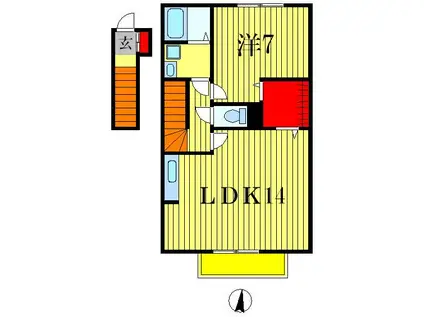 フラワーコート(1LDK/2階)の間取り写真