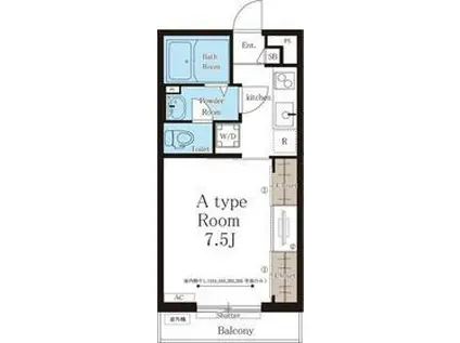 リブリ・オズヴィーク(1K/1階)の間取り写真