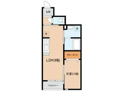 緑ヶ丘4丁目AP(1LDK/1階)の間取り写真